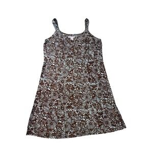 Nomadic Traders Floral Tank Dress Womens Large Brown Blue Rayon Boho